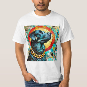 Camiseta Perro Negro Con Fondo de Vidrio Emplomado