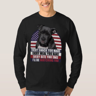 Camiseta Perro negro de Pitbull con la bandera estadouniden