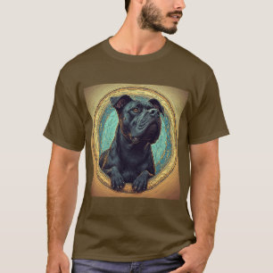 Camiseta Perro negro enmarcado por un diseño artístico orna