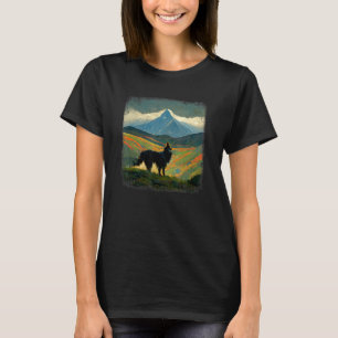 Camiseta Perro Negro Eurasiático En Una Montaña Por Dolor D