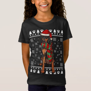 Camiseta Perro negro y moreno perro Santa Hat navidad feísi