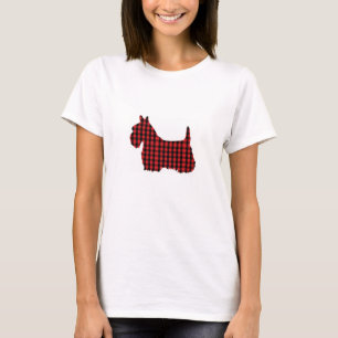Camiseta Perro negro y rojo del escocés de la tela escoces