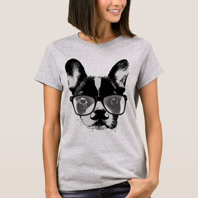 Camiseta Perro Nerdy del inconformista del bulldog francés (Anverso)