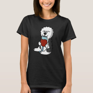 Camiseta Perro Old English Sheepdog bebiendo vino