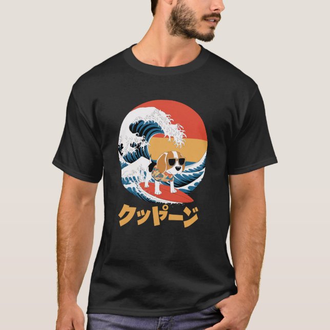 Camiseta Perro onírico Beagle japonés Kanagawa Wave Dog (Anverso)
