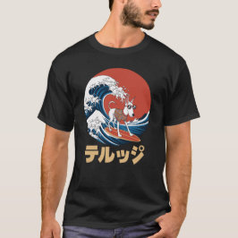 Camiseta Perro onírico de olas Kanagawa japonés de Borzoi