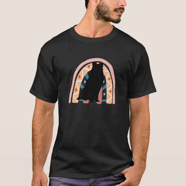 Camiseta Perro ovino americano con arcoiris de patrón (Anverso)