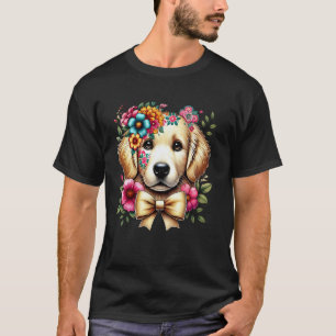 Camiseta Perro Ow Floral Flor Gráfico Lindo Retriever Dorad