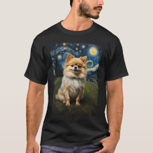 Camiseta Perro panomerano en la Noche Starry , Edvard Munch