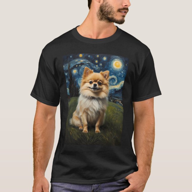 Camiseta Perro panomerano en la Noche Starry , Edvard Munch (Anverso)