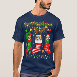 Camiseta Perro Papillon en Navidades Socks Luces navideñas