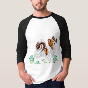 Camiseta Perro Papillon y ojo de mariposa a ojo