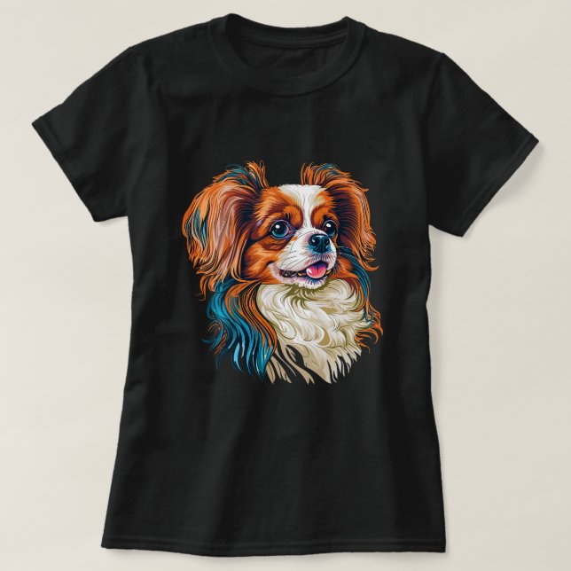 Camiseta Perro papilón lindo en juguete continental amante  (Diseño del anverso)
