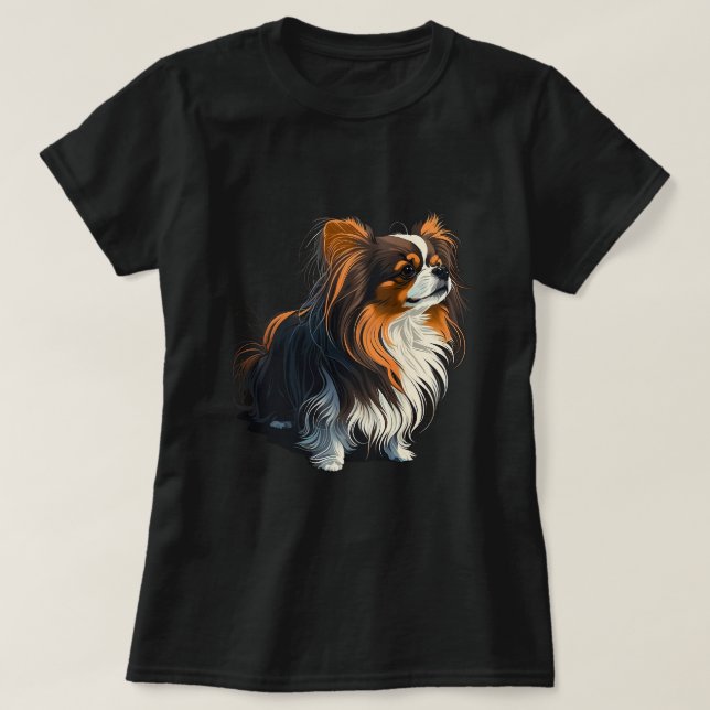 Camiseta Perro papilón lindo en juguete continental amante  (Diseño del anverso)