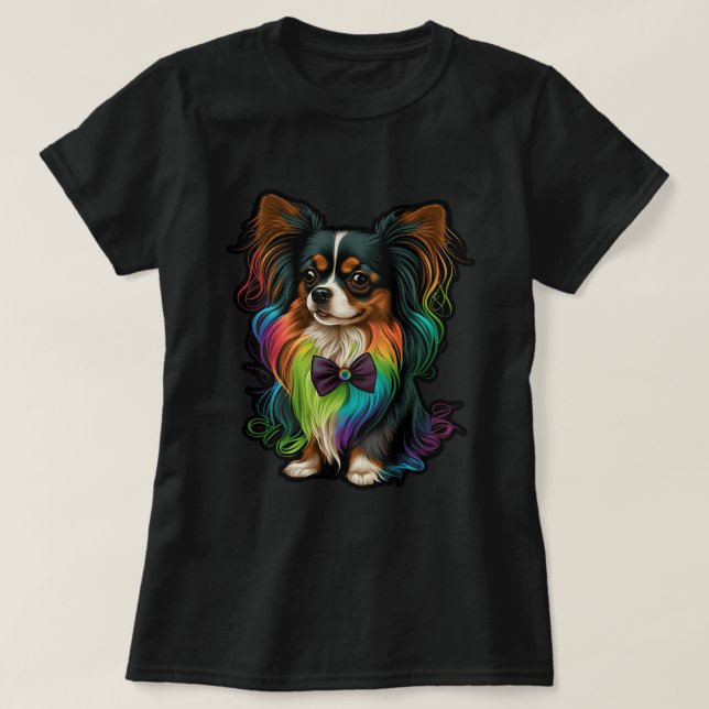 Camiseta Perro papilón lindo en juguete continental amante  (Diseño del anverso)