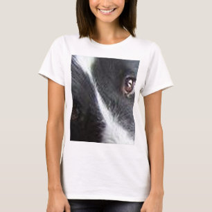 Camiseta perro pastelero de shetland ojos negros y blancos