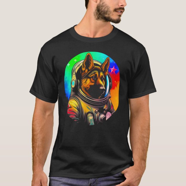 Camiseta Perro pastor alemán astronauta (Anverso)
