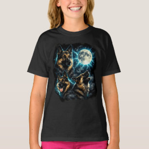 Camiseta perro pastor alemán aullando a la luna