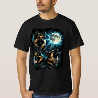 Camiseta Perro pastor alemán aullando a la luna
