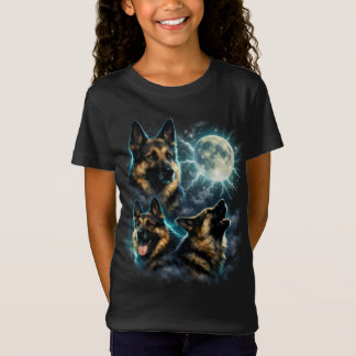Camiseta Perro Pastor Alemán Aullando a la Luna