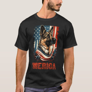 Camiseta Perro pastor alemán bandera americana 4 de julio D