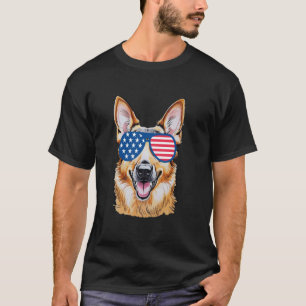 Camiseta Perro pastor alemán bandera americana patriótica 4