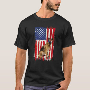 Camiseta Perro Pastor Alemán Bandera Americana Patriótico  