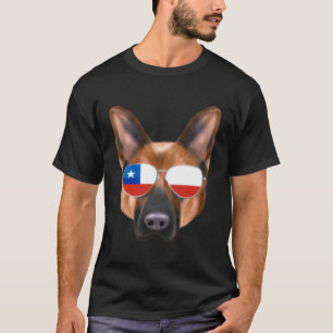 Camiseta Perro pastor alemán bandera chilena Chile bolsillo