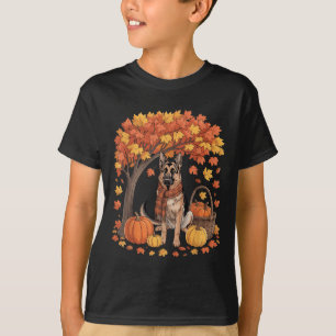 Camiseta Perro pastor alemán Bufanda de otoño Calabaza de o
