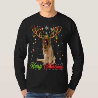 Camiseta Perro pastor alemán con ángeles Feliz Navidad X