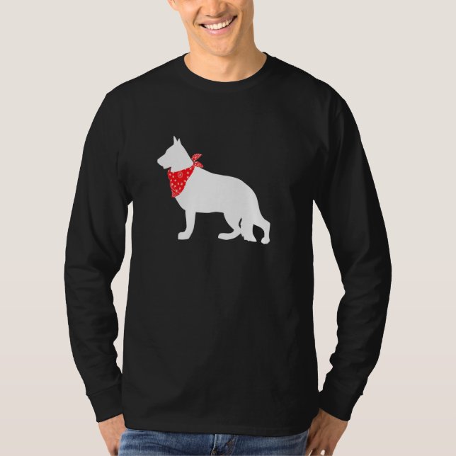 Camiseta Perro pastor alemán con bandana roja (Anverso)