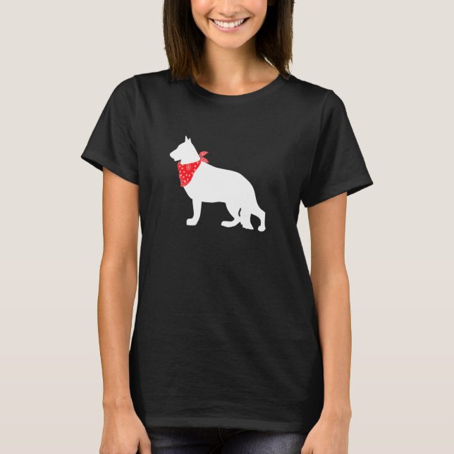 Camiseta Perro pastor alemán con bandana roja (Anverso)