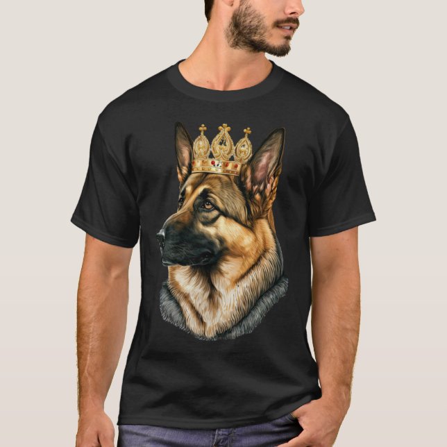 Camiseta Perro pastor alemán con corona dorada (Anverso)