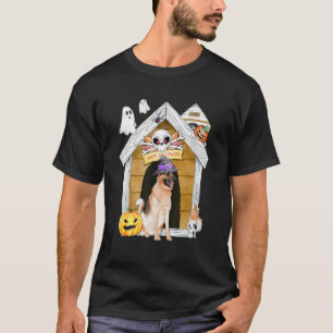 Camiseta Perro pastor alemán de Halloween bruja casa embruj