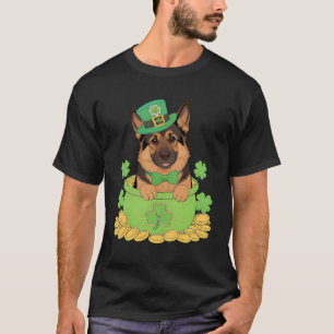 Camiseta Perro pastor alemán Día de San Patricio irlandés L