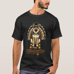 Camiseta Perro pastor alemán divertido con plumas de pavo D