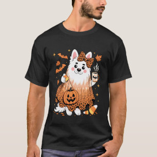 Camiseta Perro pastor alemán fantasma leopardo bebiendo caf