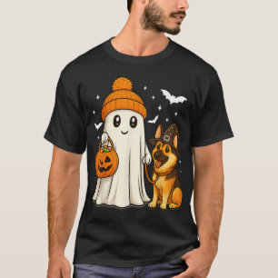 Camiseta Perro pastor alemán fantasma paseando disfraz de H