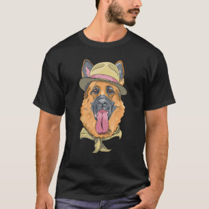 Camiseta Perro Pastor Alemán Feliz Camer Sombrero y Bufanda