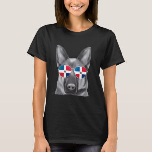 Camiseta Perro pastor alemán Gafas de sol bandera dominican