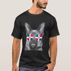 Camiseta Perro pastor alemán Gafas de sol bandera dominican