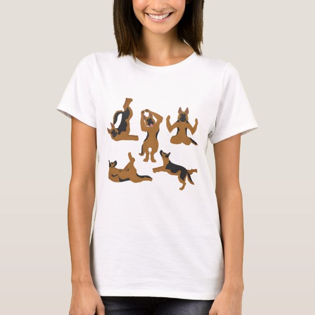 Camiseta Perro pastor alemán haciendo yoga (Anverso)