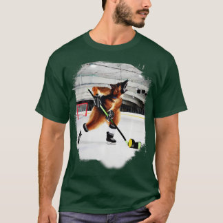 Camiseta Perro pastor alemán jugando al hockey sobre hielo
