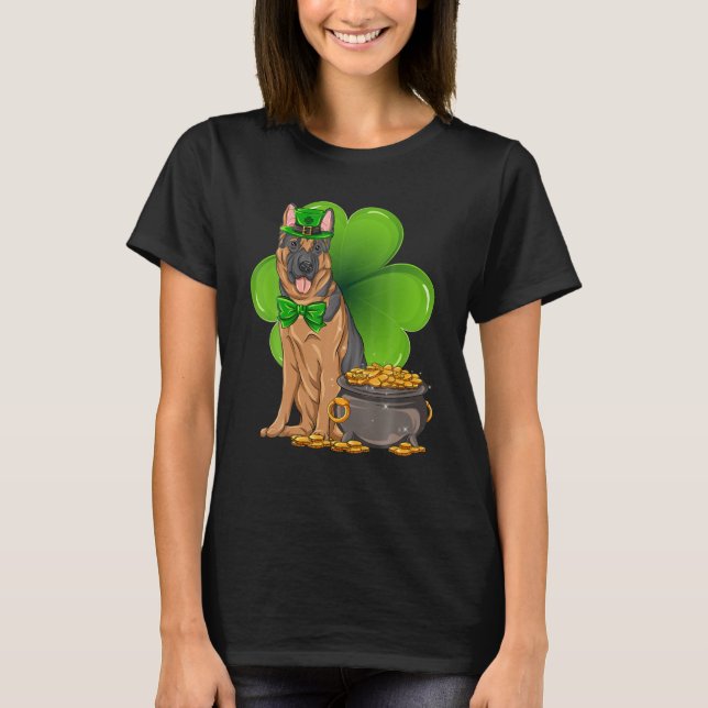 Camiseta Perro pastor alemán Leprechaun Saint St (Anverso)