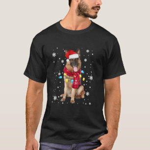 Camiseta Perro pastor alemán lindo Navidades de Santa Hat G