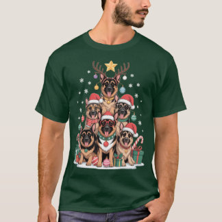 Camiseta Perro Pastor Alemán Luces árbol de Navidad Xmas Sa