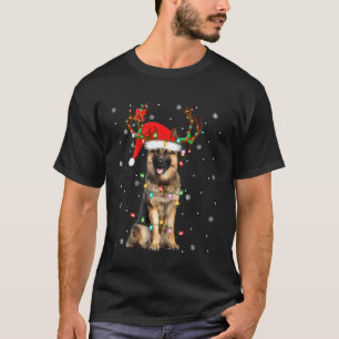 Camiseta Perro Pastor Alemán Luces de Navidad Reno Santa