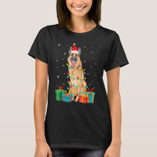Camiseta Perro pastor alemán Luces del árbol de Navidad Cac