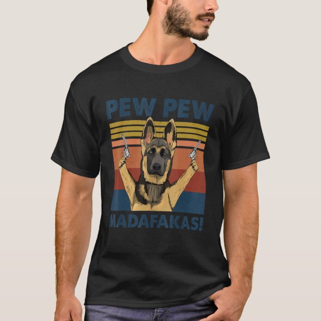 Camiseta Perro pastor alemán Mascota Pew Pew Madafakas Dive (Anverso)