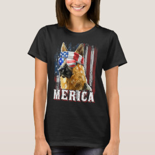 Camiseta Perro Pastor Alemán Merica 4 de Julio Bandera Amer